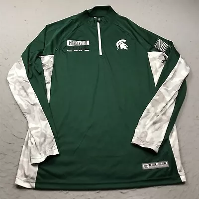 Michigan State Spartans Jacket Mens Large Green 1/4 Quarter Zip Military Army • $24.99