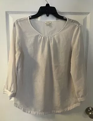 J Crew Ladies White Checkerboard Sheer Blouse Top J.Crew Size Small S • $17.99