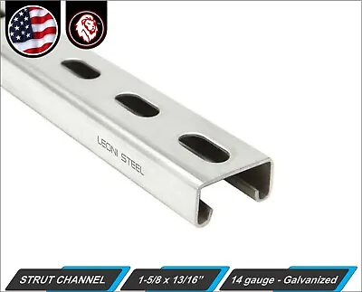 1-5/8  X 13/16  Strut Channel - Galvanized - Slotted - 14 Gauge - 12  Inch Long • $7