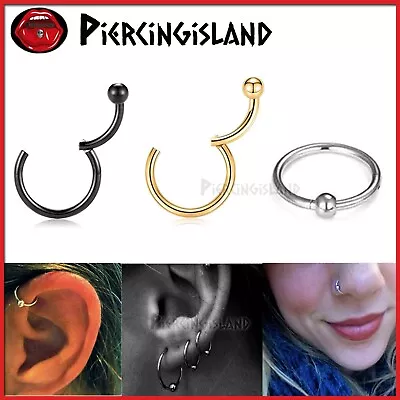 Titanium Nose Lip Ear Septum Segment Bead Ball Clicker Ring Hoop Earring Sleeper • $5.74