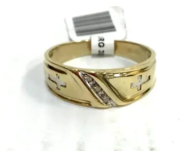 (MA3) Men's 10k Two-Tone Gold 3.5g Diamond 0.30TCW Size 10.5 Wedding Band • $249.50