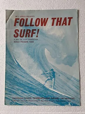 Original Vintage 1960's  Surf Movie Poster. Follow That Surf • $70