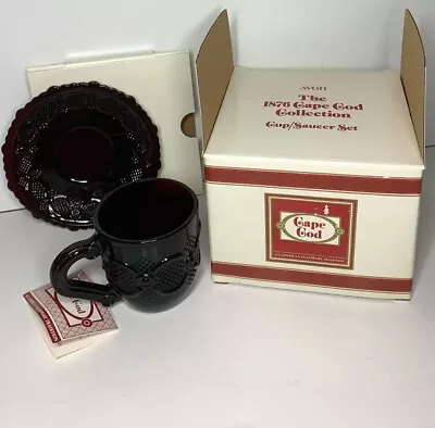 1990 The 1876 Cape Cod Collection CUP/SAUCER SET  Roman Rosette Pattern Avon NIB • $15.85