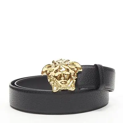 VERSACE La Medusa Gold Buckle Black Leather Belt 115cm 44-48  • $298