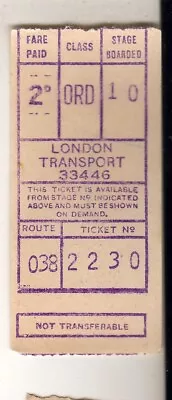 Bus / Tram Ticket London Transport Gibson M/c No 33446 Route 38 Leyton • £3.99