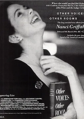 Framed Magazine Advert 11x9  Nanci Griffith : Other Voices & Other Rooms Album • £22.99