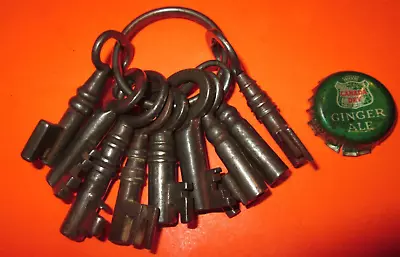 Lot Of 9 Vintage Open Barrel Skeleton Keys On A Ring Fancy Wire Ornate  Antique • $42