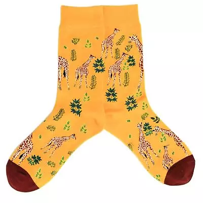 £5.99 • Buy 1 Pair Socks Crew Animal Yellow Giraffe Novelty Unisex Size UK 4-8 Lucky Pair