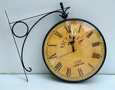 Antique Victoria Station Double Sided Clock Vintage Railway Clocks 10 Inch • $129.76