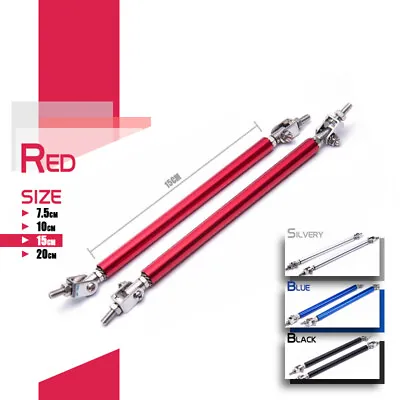 Pair Red 15cm Adjustable Bumper Lip Air Splitter Support Rods Strut Tie Bar LH+R • $11.98