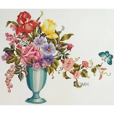 No Yarn! Elsa Williams STANFORD FLORAL Crewel Embroidery Kit Vase Butterfly • $49.99