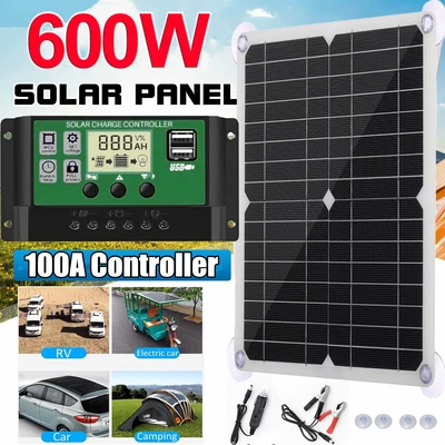 £19.58 • Buy 600W Solar Panel Kit + 100A Battery Charger Controller For Car RV Caravan Boat
