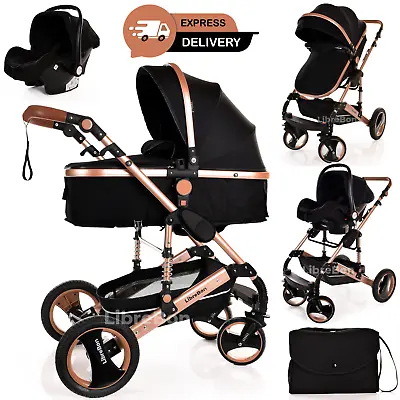 £195 • Buy Baby Buggy Pram Car Seat 3 In 1 Travel System Pushchair Stroller Newborn
