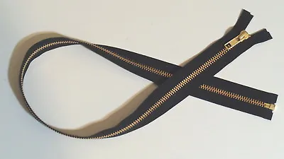 26 Inch Black & Brass Metal #5 YKK Zipper Separating New! • $4.88