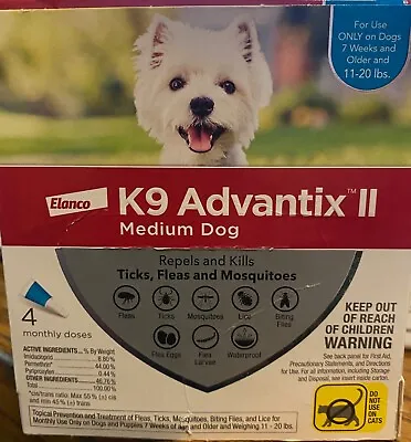 K9 Advantix II Flea Medicine Medium Dog 4 Month Supply Pack K-9 11-20 Lbs • $36.99