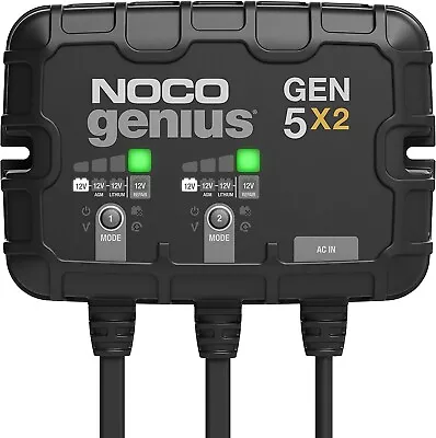 NOCO Genius GEN5X2 2-Bank 10A (5A/Bank) Smart Marine Battery Charger • $139.95