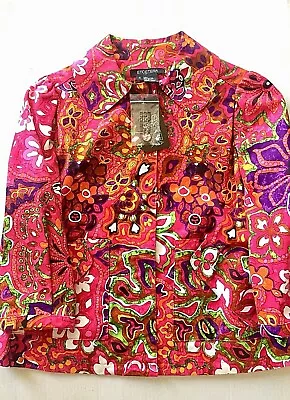  Carlisle Etcetera NWT 4  Popart  Short Swing Jacket  Pink Fuschia Artsy  • $53.92