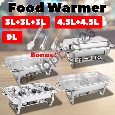 9L/4.5L*2/3L*3 Multi Stainless Steel Bain Marie Chafing Dish Buffet Food Warmer • $37.08