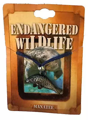 ENDANGERED WILDLIFE NECKLACE Leather 21  Chain MANATEE • $4.99