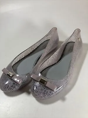 Melissa Jason Wu Women's Space Love + Pink Lace Ballet Jelly Flats Bow Size 8 • $14.94