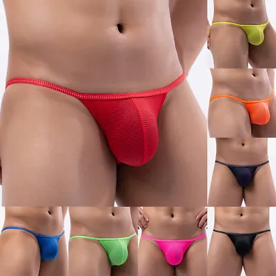 Men's Sexy Pouch Thongs Panties Low Rise Bikini Ice Silk Cool Briefs Underwear • $4.79