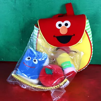 Sesame Street Elmo's Bookbag Playset Plush Backpack Accessories 5-Piece • $30.36