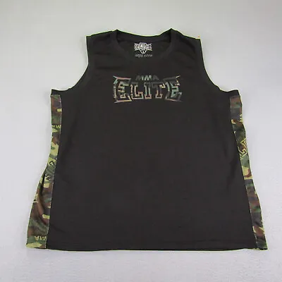 MMA Elite Shirt Mens Large Black Green Camo Sleeveless Tank Top Martial Arts ^ • $22.73