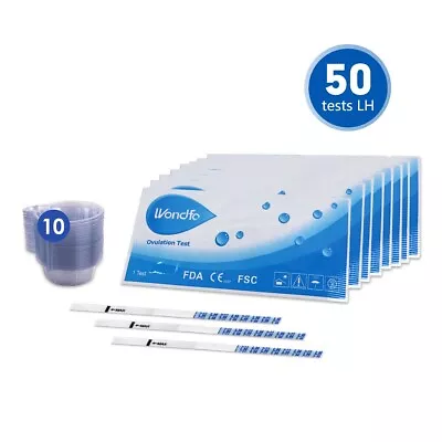 Wondfo 50 Ovulation Test Strips LH Home Test + 10 Urine Cups Over 99% Accuracy • $10.99