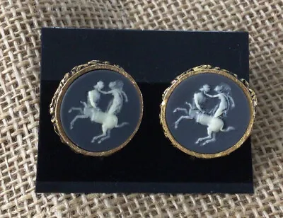 Vintage Dante Museum Masterpiece Blue Incolay Centaur Dia Lovers Cufflinks • $120