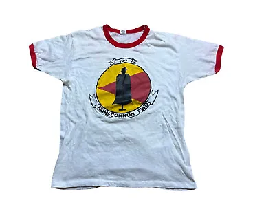 Vintage 70’s Faireconron Two Vietnam War  VQ-2 Squadron Ringer T Shirt Size S/M • $59.99