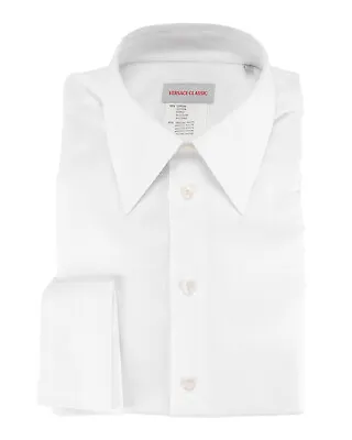 NWT VERSACE CLASSIC DRESS SHIRT White Tone-on-tone Pattern Luxury Italy 41 16 • $139