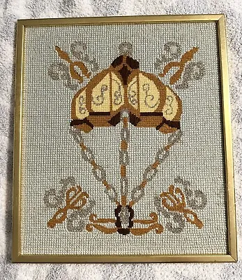 Vintage Needlepoint Picture Balloon Framed • $19.95