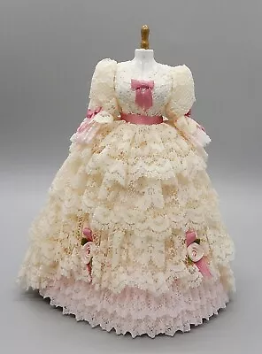 OOAK Victorian Ball Gown On Dressmaker Stand Artisan Dollhouse Miniature 1:12 • $64.99