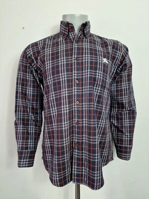 £74.99 • Buy Vintage 90s Burberry Button Down Nova Ckeck Ls Shirt Med 22 Pit - Pit Immaculate