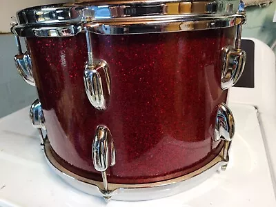 Vintage Slingerland 1960s 12x8 Tom Drum Red Glass Sparkle Cob Rims Setomatic • $215