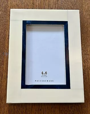 Pottery Barn Picture Photo Frame 4x6 Eclectic Bone Resin Faux Marble Blue Ivory • $46.99