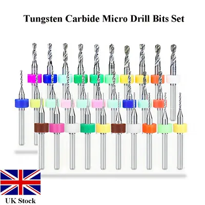 10pcs PCB Micro Drill Bits Set Tungsten Steel Carbide CNC Milling 0.1mm-3.0mm • £4.39