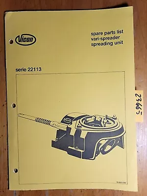 Vicon SU Vari-Spreader Spreading Unit Series 22113 Parts Manual 70.003.539 • $15