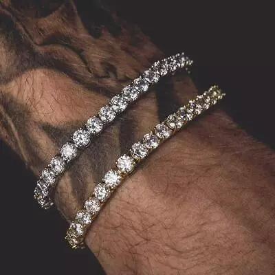 £7.99 • Buy Men Cubic Zirconia Tennis Bracelet Chain Ice Out Crystal Hip Hop Bracelet Bling 
