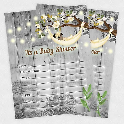 Girl Baby Shower Invitations Rustic Decorations Invites Set Of 20 • $15.80