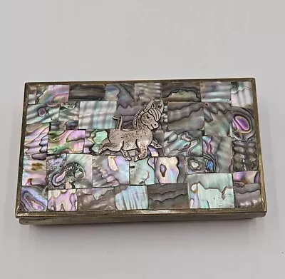 Vintage JHP Taxco Abalone Trinket Box With Donkey On Top Of Box Signed 3 X5.5  • $74.99