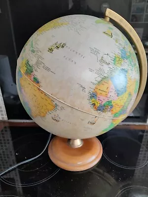  Vintage Globe Tecnodidattica Wood Base Illuminating • £24.80