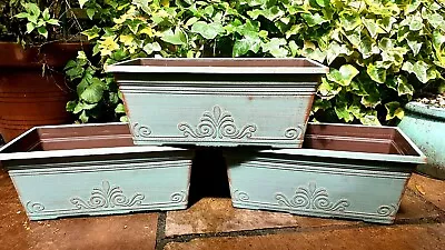 £8.95 • Buy XL LARGE RECYCLED WINDOW BOX TROUGH GREEN COPPER Planter Garden Plant Flower Pot