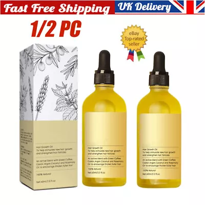 2x Natural Hair Growth Oil Veganic Natural Hair Growth Oil 60ml Hair Care • £3.96