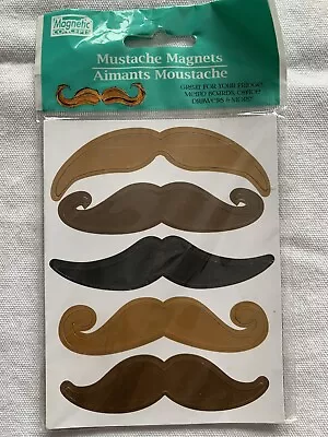 Set Of Five Funny Mustache Magnets - NEW IN PACKAGE! Brown Tan Black • $5