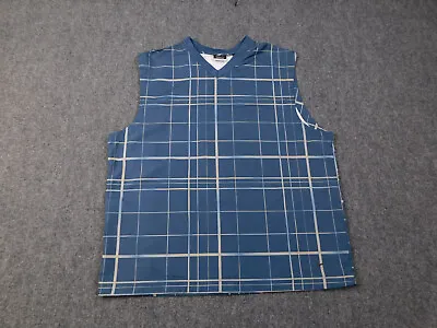 Nike Golf Vest Mens Large Blue Plaid V Neck Lighteight Polyester Sleeveless • $18.95