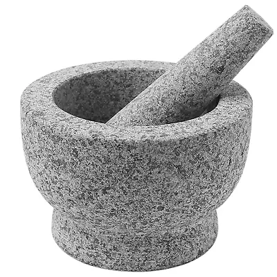 Mortar And Pestle Set - 6 Inch - 2 Cup Capacity - Unpolished Heavy Granite For E • $33.96