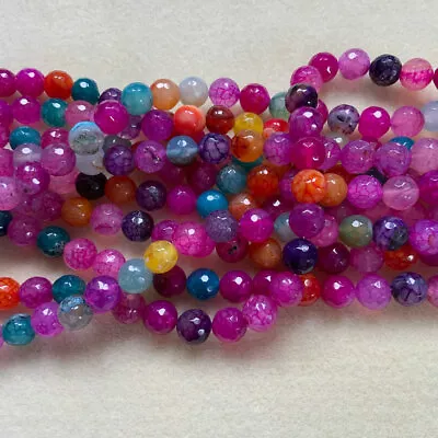 £4.25 • Buy 10mm Colourful Faceted Agate Beads, Semi Precious/gemstone Jewellery Making