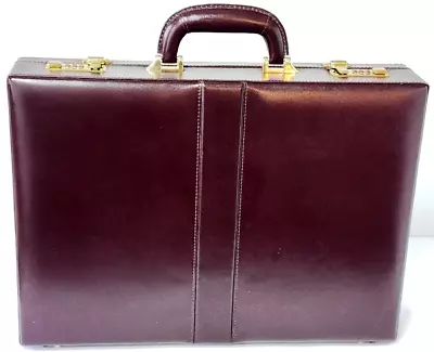 Vintage Stebco L-202-5 Genuine Deep Buff Leather Briefcase Burgundy - 17x12x4 • $79.99