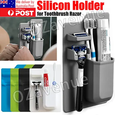 Shower Organizer Bathroom Storage Space Silicone Toothbrush Holder Razor AUS • $12.49